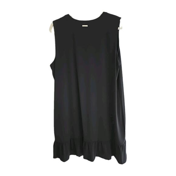 Michael Kors Black V-Neck Ruffle Hem Sleeveless Shift Dress Womans Plus Size 2X - Picture 2 of 6